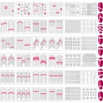 Onwon 1275 Pieces 49 Patterns Designs Nail Art Stencils French TIp Guides, Self-Adhesive Manicure Art Stickers Form Fringe Guides Vinyl, 36 Sheets
