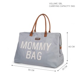 Childhome The Original Mommy Bag - Large Baby Diaper Bag, Mommy Hospital Tote and Travel Tote, Pregnancy Must Haves (Mommy Grey)
