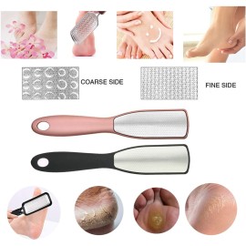 JISTL Foot File Double Side Professional Stainless Steel Foot Scraper Tool, Foot Rasp Eliminate Feet Cracked Dead Thick Dry Hard Skin (Black)