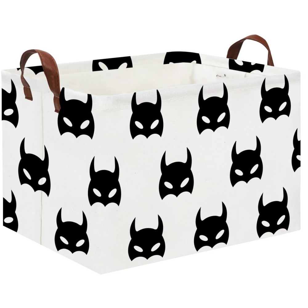 HIYAGON Batman Basket Kids Storage Basket Cute Basket Empty Toy Storage Bin Organizer Box Rectangular Room Decor for Home Books(Black bats)