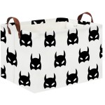 HIYAGON Batman Basket Kids Storage Basket Cute Basket Empty Toy Storage Bin Organizer Box Rectangular Room Decor for Home Books(Black bats)