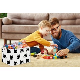 HIYAGON Batman Basket Kids Storage Basket Cute Basket Empty Toy Storage Bin Organizer Box Rectangular Room Decor for Home Books(Black bats)
