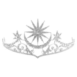 Lurrose Star Crown Moon Tiara Star Moon Rhinestone Tiara Crowns Moon Crown Headpiece Halloween Headdress Bridal Hair Accessories