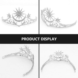 Lurrose Star Crown Moon Tiara Star Moon Rhinestone Tiara Crowns Moon Crown Headpiece Halloween Headdress Bridal Hair Accessories Lurrose Star Crown Moon Tiara Star Moon Rhinestone Tiara Crowns Moon Crown Headpiece Halloween Headdress Bridal Hair Accessories