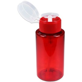 Beauticom PANA 7oz Red Push-Down Dispenser Bottle - 1 Bottle - Empty Refillable Pump Bottle for Nail Polish Remover