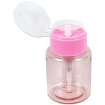 3oz Push Down Pump Dispenser Flip Top Cap Refillable Empty Bottle - Color: Pink - Lockable Travel Cosmetic Packaging Empty Bottle for Nail Polish Manicure
