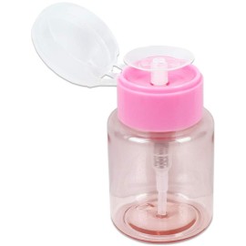 3oz Push Down Pump Dispenser Flip Top Cap Refillable Empty Bottle - Color: Pink - Lockable Travel Cosmetic Packaging Empty Bottle for Nail Polish Manicure