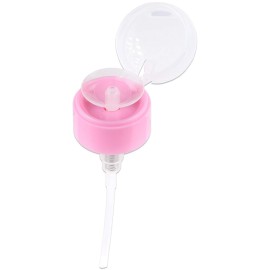 3oz Push Down Pump Dispenser Flip Top Cap Refillable Empty Bottle - Color: Pink - Lockable Travel Cosmetic Packaging Empty Bottle for Nail Polish Manicure