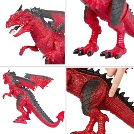 Liberty Imports Dino Planet Battery Operated Walking Fire Dragon Toy with Shaking Head, Light Up Eyes and Sounds (Walking Dragon)