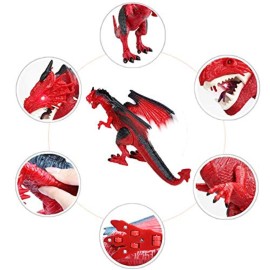 Liberty Imports Dino Planet Battery Operated Walking Fire Dragon Toy with Shaking Head, Light Up Eyes and Sounds (Walking Dragon)