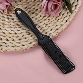 3pcs Haircut Set: Double-Sided Scissors, Stainless Steel Razor, and Plastic Comb for Long and Short Hair Trimming (Black) 3pcs Haircut Set: Double-Sided Scissors, Stainless Steel Razor, and Plastic Comb for Long and Short Hair Trimming (Black)
