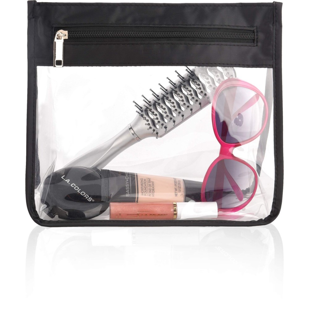 Clear makeup bag cosmetic case & transparant tolietriy kit travel toiletries bag with durable zipper and main pouch