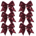 Metallic Sequin and Holographic 8 Inch Cheer Bow Cheerleader Cheerleading Jumbo Cheer Bow Hair Tie(Maroon Sequin)
