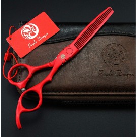 Purple Dragon Professional Japan 440C Hair Salon Cutting Shear and Barber Thinning Scissor Hairdressing Shear Set with Bag