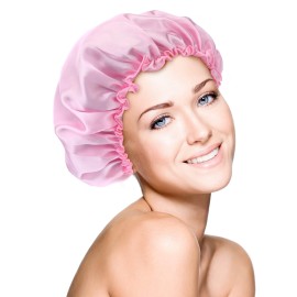 Blulu 3 Pieces Large Sleep Cap Satin Bonnet Night Sleeping Soft Hair Turbans for Women and Girls(Gold, Pink, Peacock Blue)
