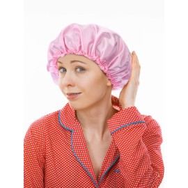 Blulu 3 Pieces Large Sleep Cap Satin Bonnet Night Sleeping Soft Hair Turbans for Women and Girls(Gold, Pink, Peacock Blue)