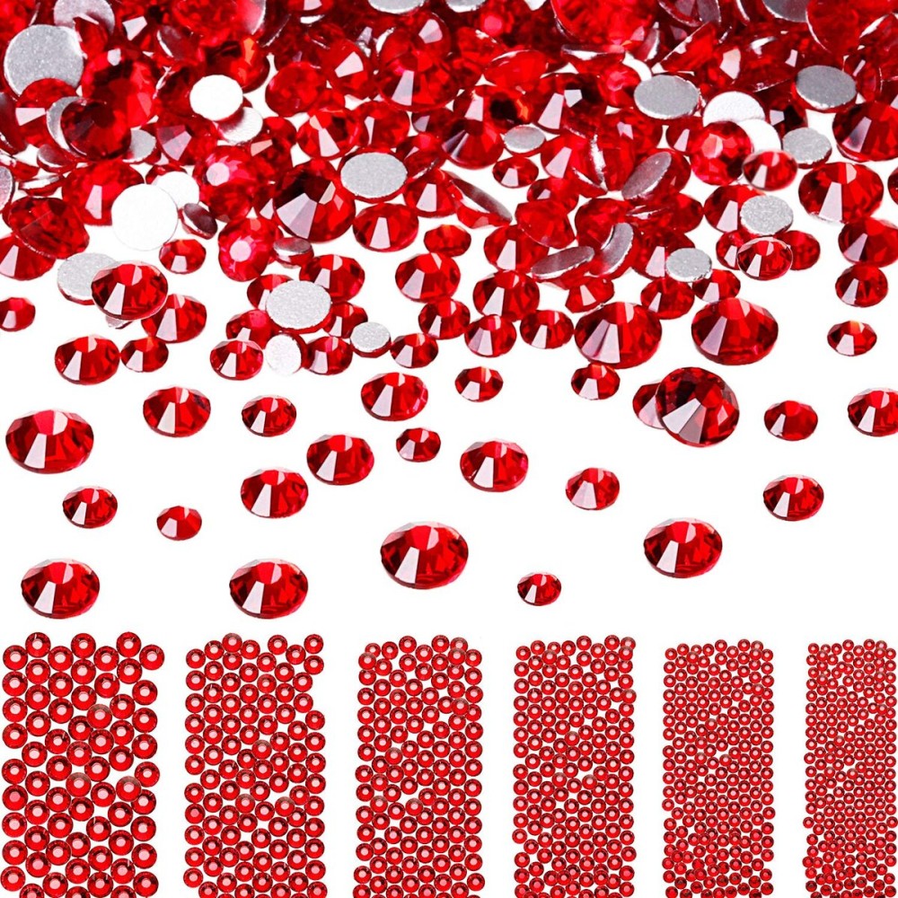 Bememo 3456 Pcs Crystals Diamond Rhinestones AB Clear Flat Back Round Gems Flatback Glass Mixed Size Crystals Gems for Crafts Clothes Shoes Makeup Bags Decor, 6 Sizes(Red) Bememo 3456 Pcs Crystals Diamond Rhinestones AB Clear Flat Back Round Gems Flatback Glass Mixed Size Crystals Gems for Crafts Clothes Shoes Makeup Bags Decor, 6 Sizes(Red)