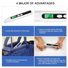 Sonew Digital Skin Detector Portable Facial Oil Content Analyzer LCD Display Skin Care Tester Detector Face Care Monitor(White)