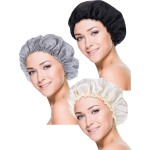 Blulu 3 Pieces Sleep Cap Satin Bonnet Night Sleeping Soft Hair Turbans for Women and Girls