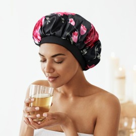 Blulu 3 Pieces Sleep Cap Satin Bonnet Night Sleeping Soft Hair Turbans for Women and Girls (Elegant Colors,Medium)