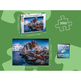 Ravensburger Hamnoy, Lofoten 3000 Piece Jigsaw Puzzle for Adults - 17081 | Premium Quality, Durable Blueboard | Unique Handcrafted Tooling | Perfect Interlocking Fit | Ideal for Advanced Puzzlers