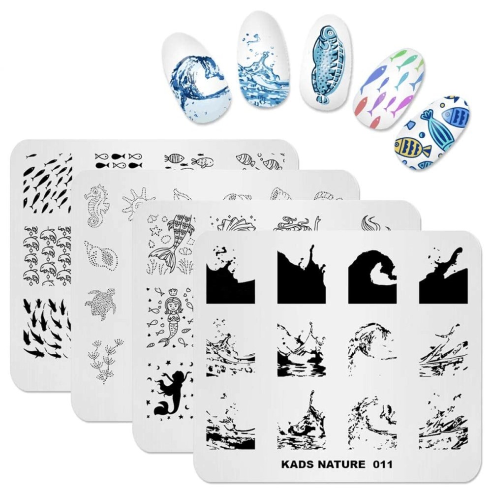 KADS Nail Art Stamp Plate - Ocean Sea Mermaid Series Nail Stamping Plate Template Image DIY Decoration Tool KADS Nail Art Stamp Plate - Ocean Sea Mermaid Series Nail Stamping Plate Template Image DIY Decoration Tool