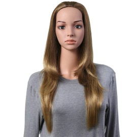 Onedor 23 Curly Hair Women Ladies 3/4 Half Wig Premium Japanese Synthetic fibers Wigs with Secured Mesh Head Cap (Slightly Curl, 1416T)