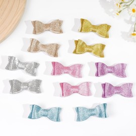 30PCS 2.75\'\' Baby Girls Pigtail Bows Sparkly Sequin Glitter Hair Bows With Alligator Clips Hair Barrettes Accessory for Girls Toddlers Kids Teens