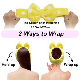 Shintop Sweet Super Soft Caroset Polka Dots Wash Cosmetic Headband Hairlace (yellow polka dots)