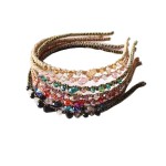ShungFun 7 Pieces Women Fashion Thin Beads Crystal Headbands Antislip Hair Loop Clasp Glitter Hairbands Elastics Hair Bands for Wedding Hair Accessories (Yellow,Pink,Red,Green,Purple,Black and
