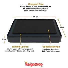 ReignDrop Ink Pad For Baby Footprint & Handprint - Creates Impressive Long Lasting Keepsake Stamp for Infant & Kids. Smudge Proof, Easy to Wipe Off Skin, Safe Gentle Acid Free(Green)