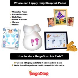 ReignDrop Ink Pad For Baby Footprint & Handprint - Creates Impressive Long Lasting Keepsake Stamp for Infant & Kids. Smudge Proof, Easy to Wipe Off Skin, Safe Gentle Acid Free(Green)