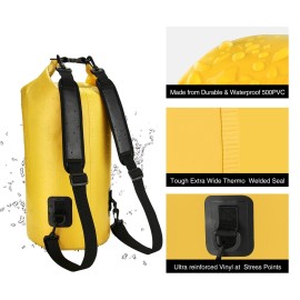 Piscifun Dry Bag, Waterproof Floating Backpack 40L with Waterproof Phone Case for Boating, Kayaking, Fishing, Yellow 40L