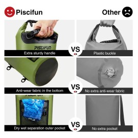 Piscifun Dry Bag, Waterproof Floating Backpack 30L with Waterproof Phone Case for Boating, Kayaking, Fishing, Black 30L