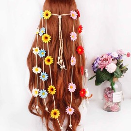Women Lady Handmade Gypsy Hippie Sunflowers Headdress Fascinator Headband Floral Crown Bohemian Flower Headwear Headpiece Hairband (Multi-colored) Women Lady Handmade Gypsy Hippie Sunflowers Headdress Fascinator Headband Floral Crown Bohemian Flower Headwear Headpiece Hairband (Multi-colored)