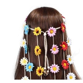 Women Lady Handmade Gypsy Hippie Sunflowers Headdress Fascinator Headband Floral Crown Bohemian Flower Headwear Headpiece Hairband (Multi-colored) Women Lady Handmade Gypsy Hippie Sunflowers Headdress Fascinator Headband Floral Crown Bohemian Flower Headwear Headpiece Hairband (Multi-colored)