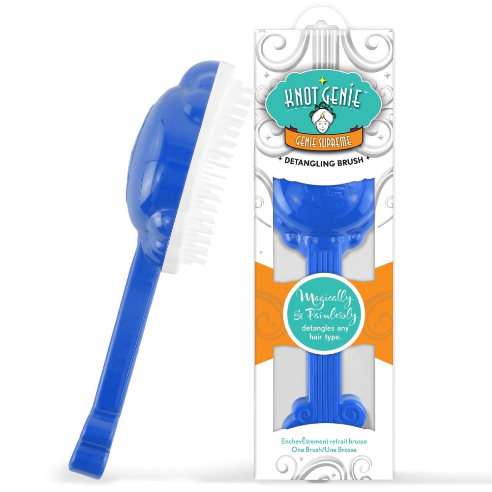 Knot Genie Supreme Detangling Hair Brush for Kids | Perfect Detangling Brush for Curly Hair, Gently Separate Tangles, Leaves Hair Smooth and Shiny | The Pain-Free Knot Detangler (Royalty Blue) Knot Genie Supreme Detangling Hair Brush for Kids | Perfect Detangling Brush for Curly Hair, Gently Separate Tangles, Leaves Hair Smooth and Shiny | The Pain-Free Knot Detangler (Royalty Blue)