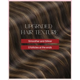 Moresoo Ombre Tape in Extensions Human Hair Tape in Seamless Hair Extensions Balayage Darkest Brown Mix with Medium Brown Real Human Hair Extensions Glue in Balayage Extension 14 Inch 2/6/2 20pcs 50g