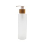 1PC 120ml/4oz Empty Refillable Frosted Glass Pump Press Bottle Makeup Cosmetic Container Packing Jar Vial Holder Pot with Bamboo Pump Head for Lotion Emulsion Essence Shampoo Shower Gel Toiletries