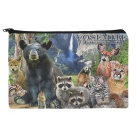 Yosemite National Park California CA Animals Bear Raccoons Beaver Chipmunks Makeup Cosmetic Bag Organizer Pouch