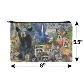 Yosemite National Park California CA Animals Bear Raccoons Beaver Chipmunks Makeup Cosmetic Bag Organizer Pouch