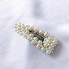 2PCS Women Fashion Sweet Imitation Pearl Hair Clip Hairpin Hair Accessories Simple Alloy BB Hairgrip (A - Silver)