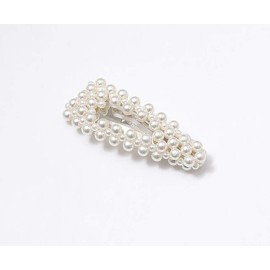 2PCS Women Fashion Sweet Imitation Pearl Hair Clip Hairpin Hair Accessories Simple Alloy BB Hairgrip (A - Silver)