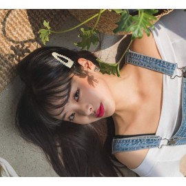 2PCS Women Fashion Sweet Imitation Pearl Hair Clip Hairpin Hair Accessories Simple Alloy BB Hairgrip (A - Silver)