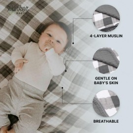 Parker Baby Muslin Blanket | 100% Soft Cotton Toddler Quilt & Baby Muslin Swaddle | Gender Neutral Design 47 x 47 Blanket