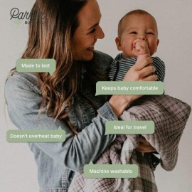 Parker Baby Muslin Blanket | 100% Soft Cotton Toddler Quilt & Baby Muslin Swaddle | Gender Neutral Design 47 x 47 Blanket