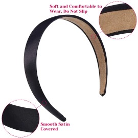 anezus 16 Pcs Satin Headbands Bulk 1 Inch Anti-slip Black Ribbon Hair Bands Plain Hard Headbands for Women Girls DIY Craft Hair Accessories (Black) anezus 16 Pcs Satin Headbands Bulk 1 Inch Anti-slip Black Ribbon Hair Bands Plain Hard Headbands for Women Girls DIY Craft Hair Accessories (Black)