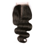 Amberhair 4x4 Middle Part Lace Closure Human Hair Body Wave 8A Brazilian Virgin Hair With Baby Hair 130% Density Natural Color 12inch