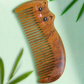 Anti-Static Wood Shaped Kitty Cat Comb