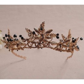 Dragonfly Austrian Rhinestone Crystal Bead Veil Theater Party Costume Headband Headpiece Tiara Hair Crown Gold-plate T090